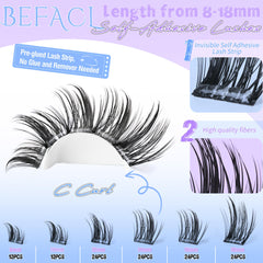BEFACL pestanas clusters pre-glued con pinza para aplicacion rapida