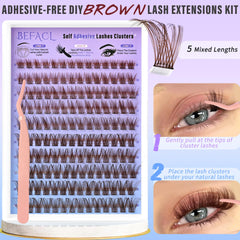 Pestañas BEFACL con efecto suave marrón oscuro para mirada natural