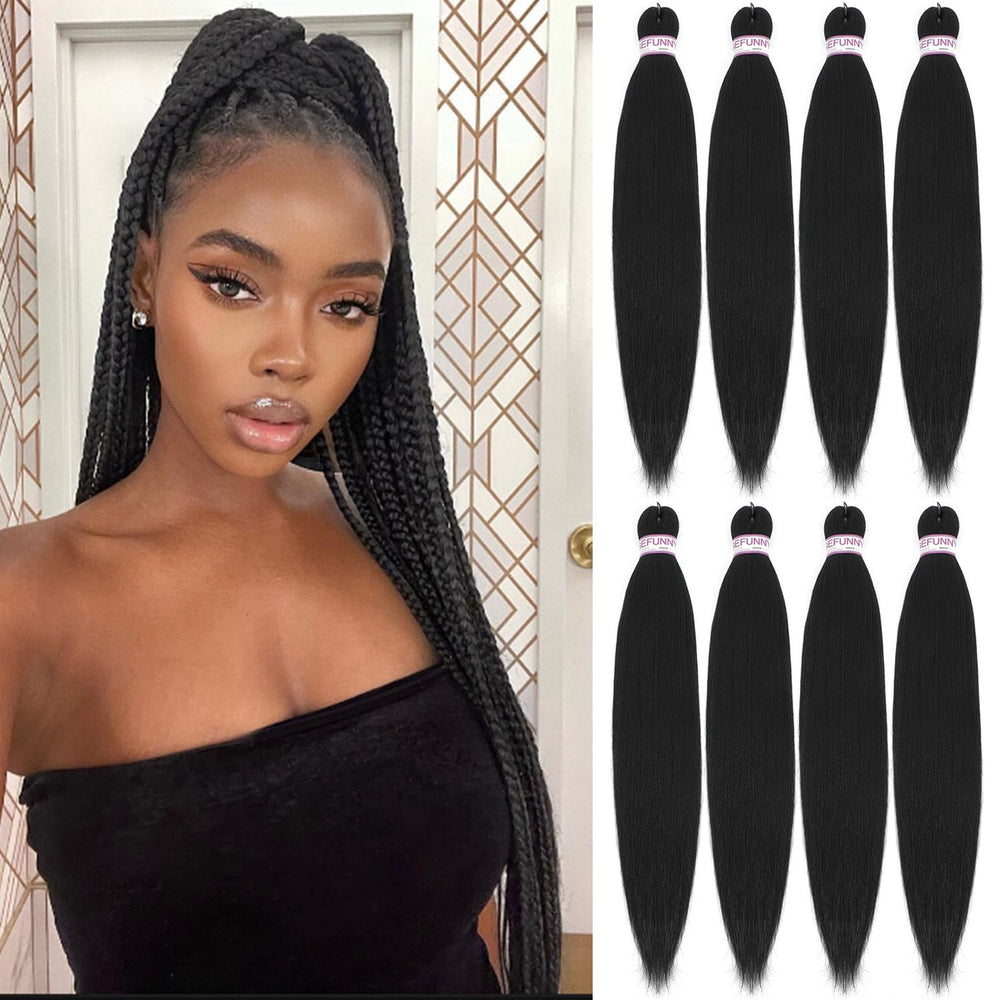 Befunny cabello preestirado 24 pulgadas, ideal para trenzas rápidas y consistentes.