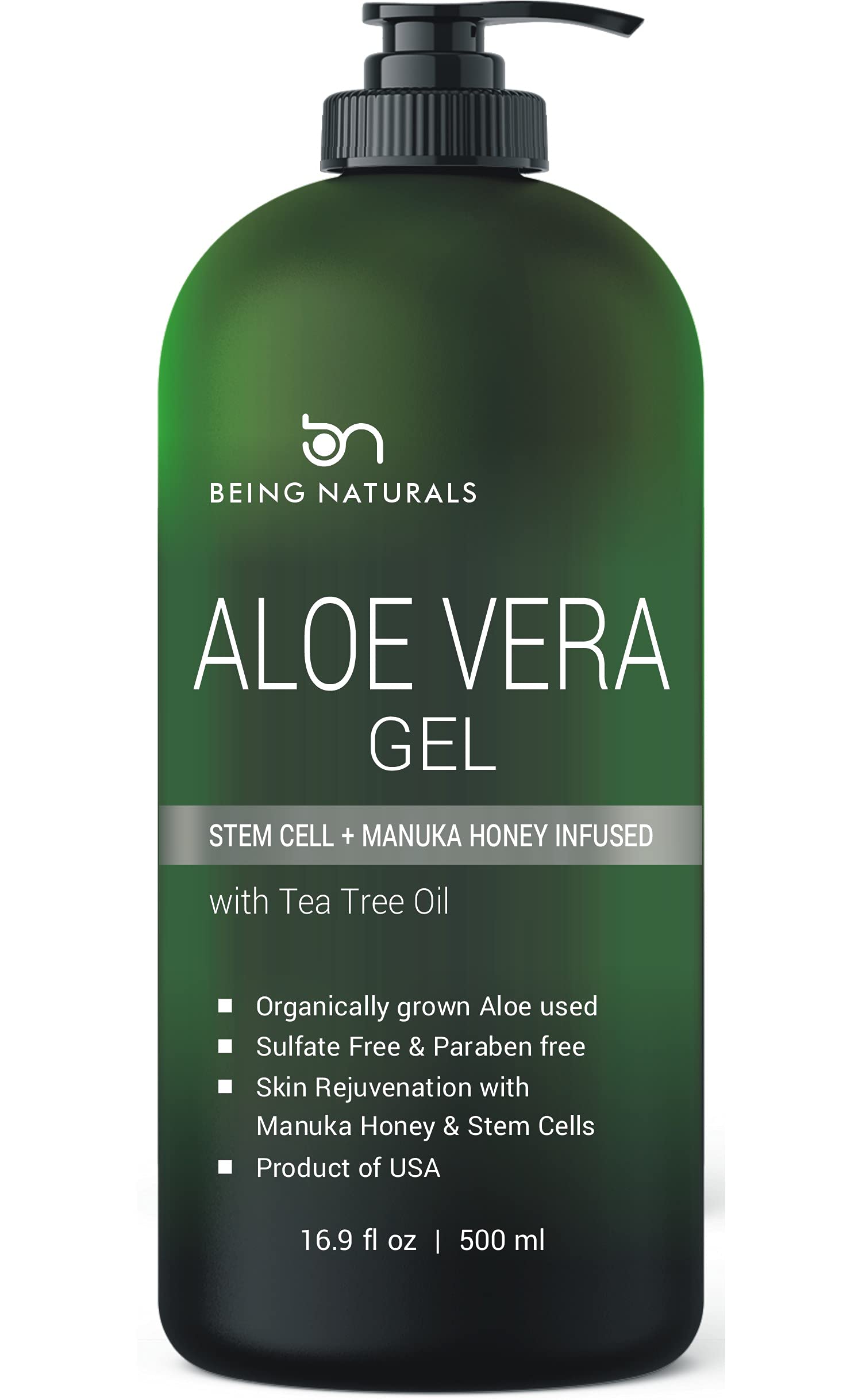 Frasco de Being Naturals Aloe Vera Gel para hidratación diaria