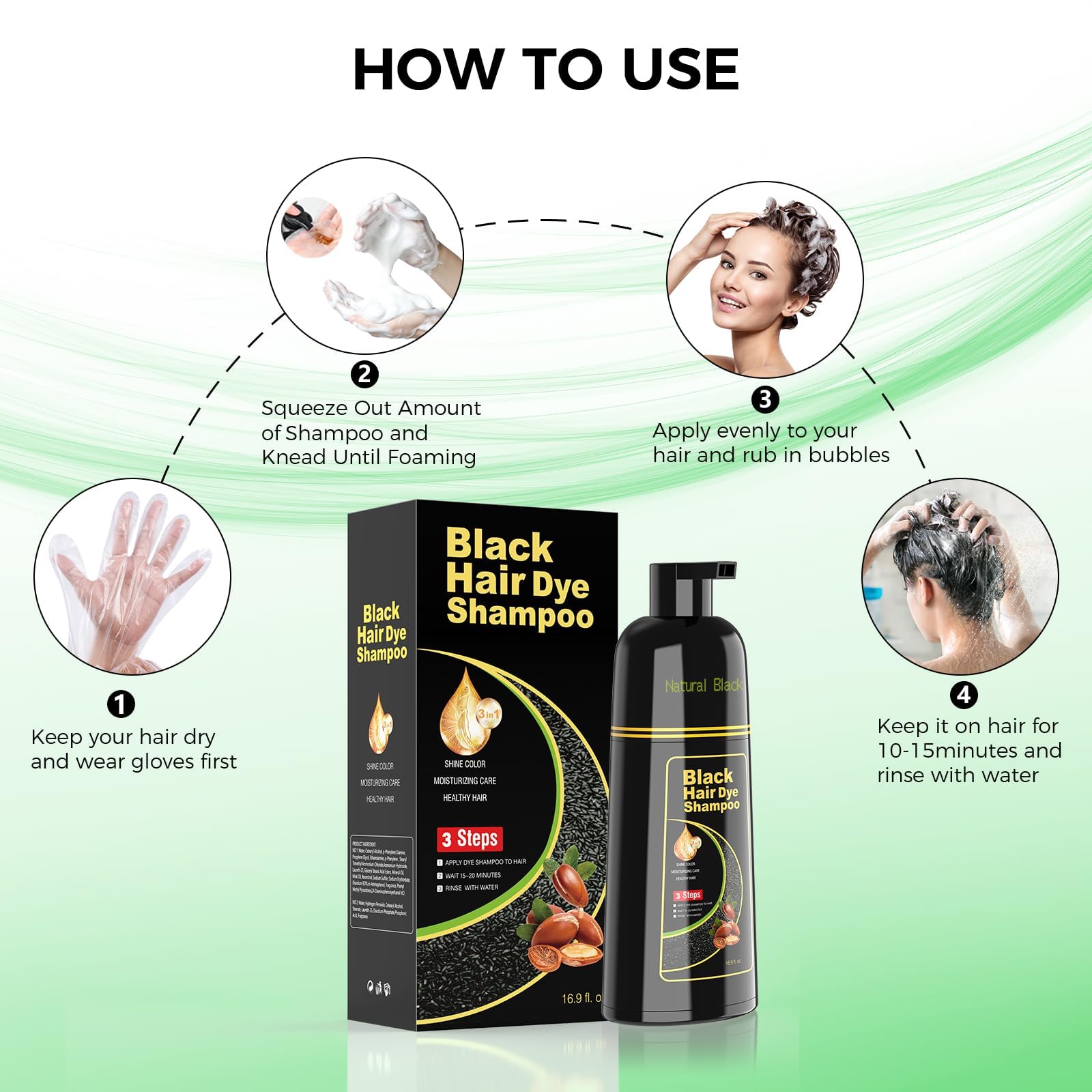 Creamy BELEZALIB dye shampoo texture spreads evenly on hair.