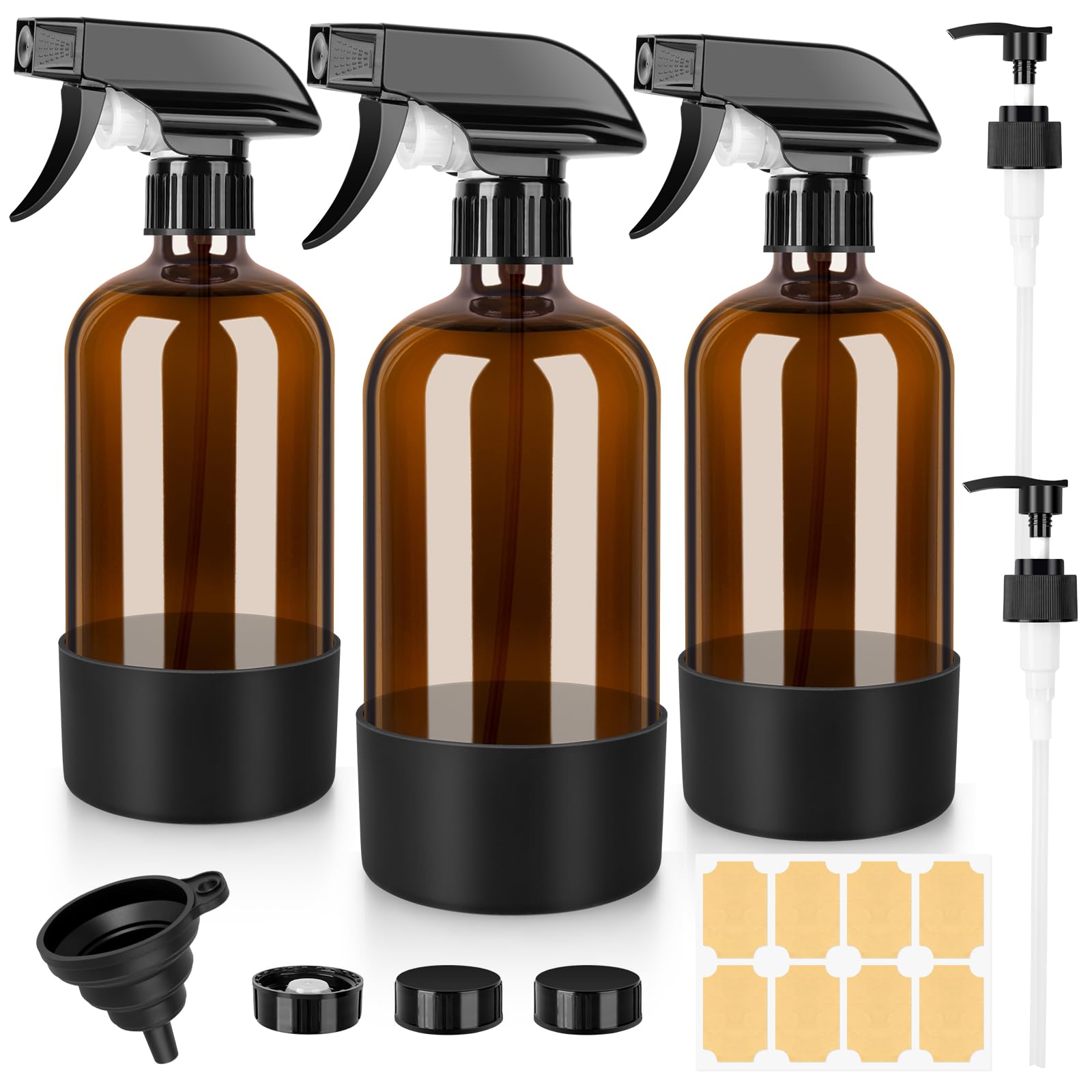 BELICOO botellas vidrio ámbar 500ml, ideales para conservar aceites esenciales.