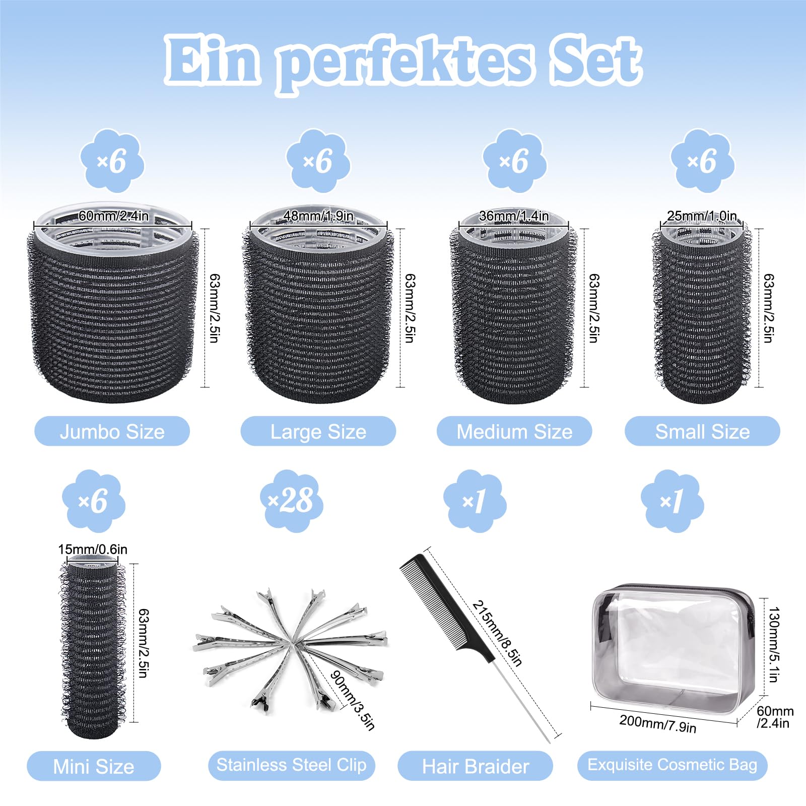 Belicoo conjunto rulos pelo 48mm definición de rizos suaves