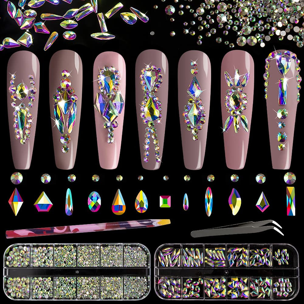 BELLEBOOST kit de piedras AB para uñas con brillo iridiscente