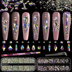 BELLEBOOST kit de piedras AB para uñas con brillo iridiscente