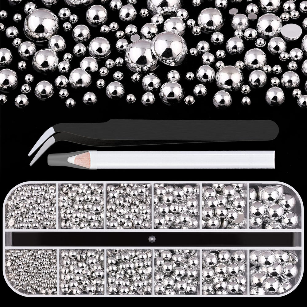 Belleboost perlas plana media plateadas para uñas con brillo duradero.