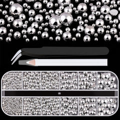 Belleboost perlas plana media plateadas para uñas con brillo duradero.