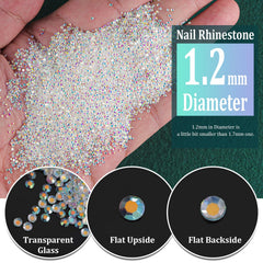 Cristales BELLEBOOST miniatura 1,2 mm AB arcoiris para decoración de uñas.