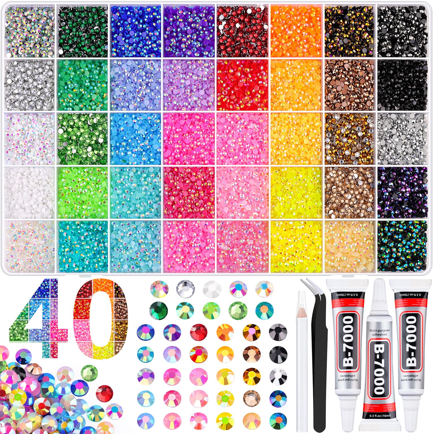 BELLEBOOST piedras de resina 3 mm multicolor con brillo AB para manualidades duraderas