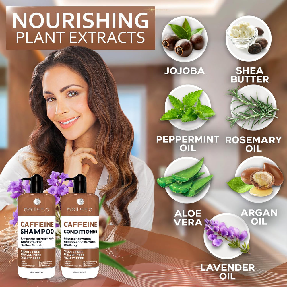 Bellisso volumizing hair care bundle image showing lift and body.