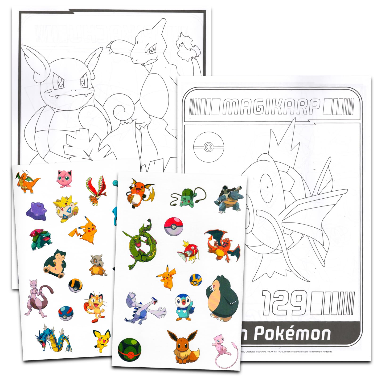 Libro para colorear de Pokémon con 48 páginas, perfecto para viajes o casa.