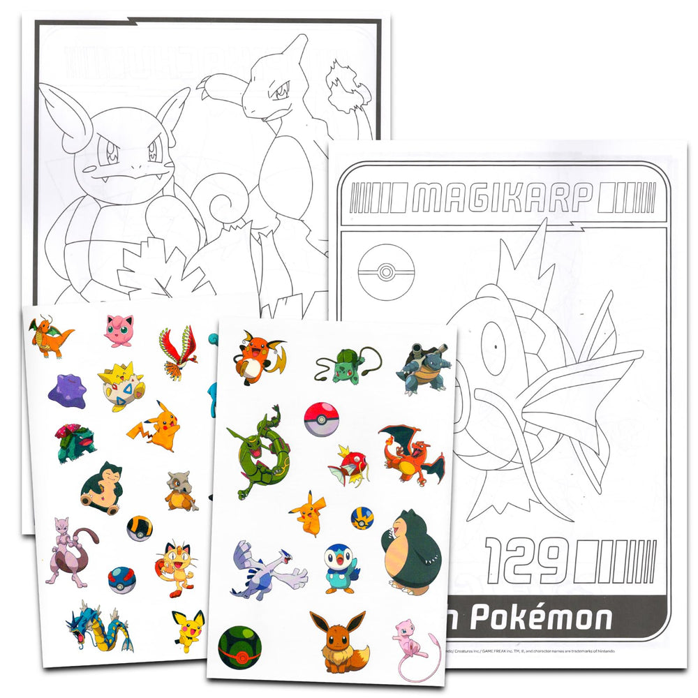Libro para colorear de Pokémon con 48 páginas, perfecto para viajes o casa.