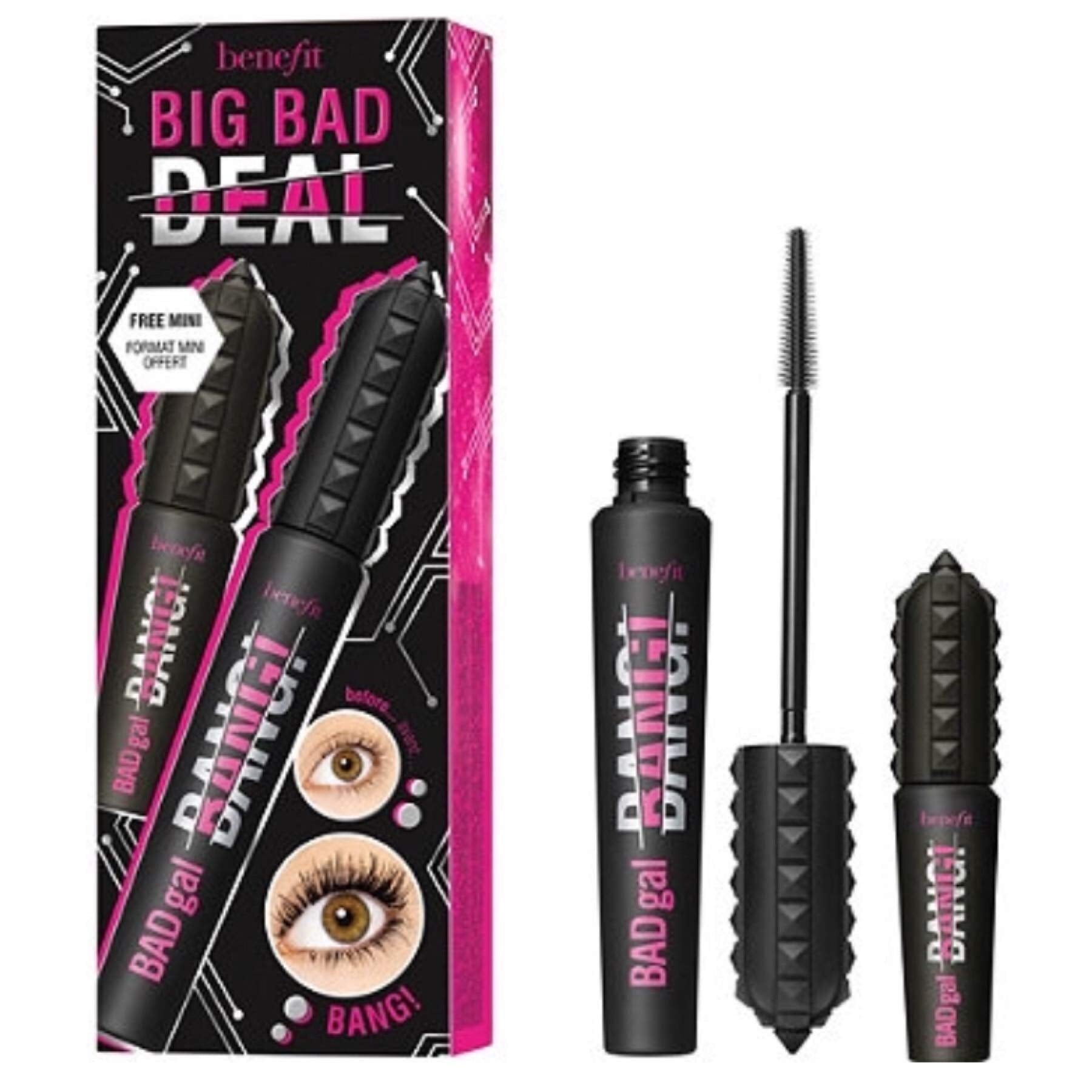 Mascara BadGal Bang de Benefit: tamaño completo y mini para volumen instantáneo.