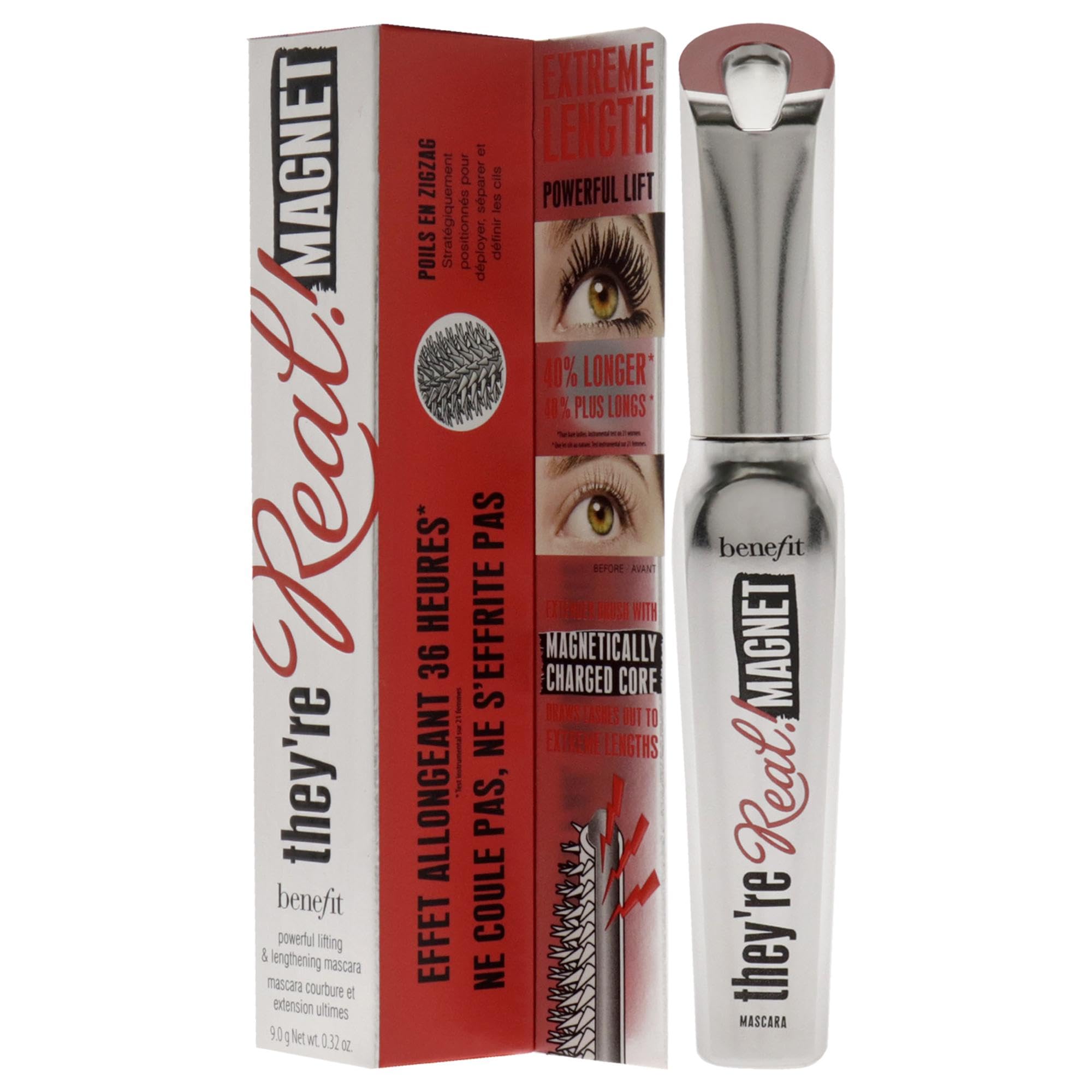 Effet lifting visible des cils avec Benefit Mascara Magnétique