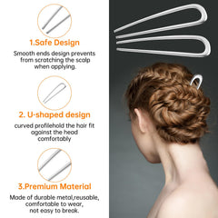 BEoffer horquilla francesa U plateada ideal para cabello largo.