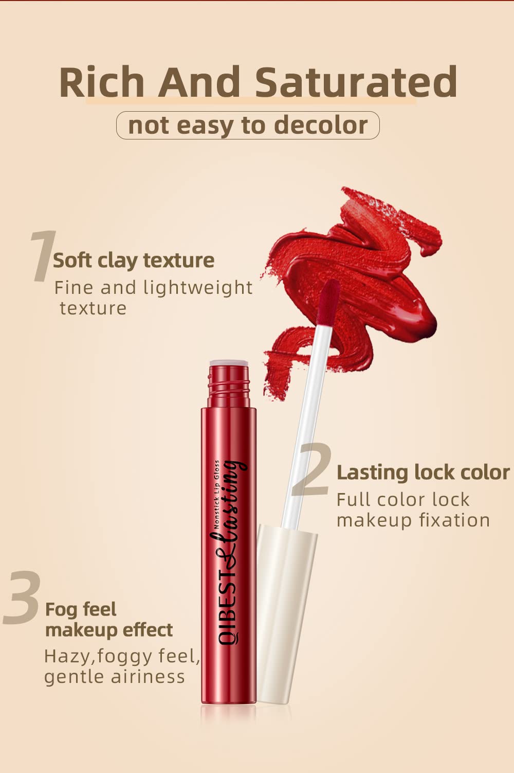 BestLand labial rojo cereza para eventos, cobertura completa y resistencia.