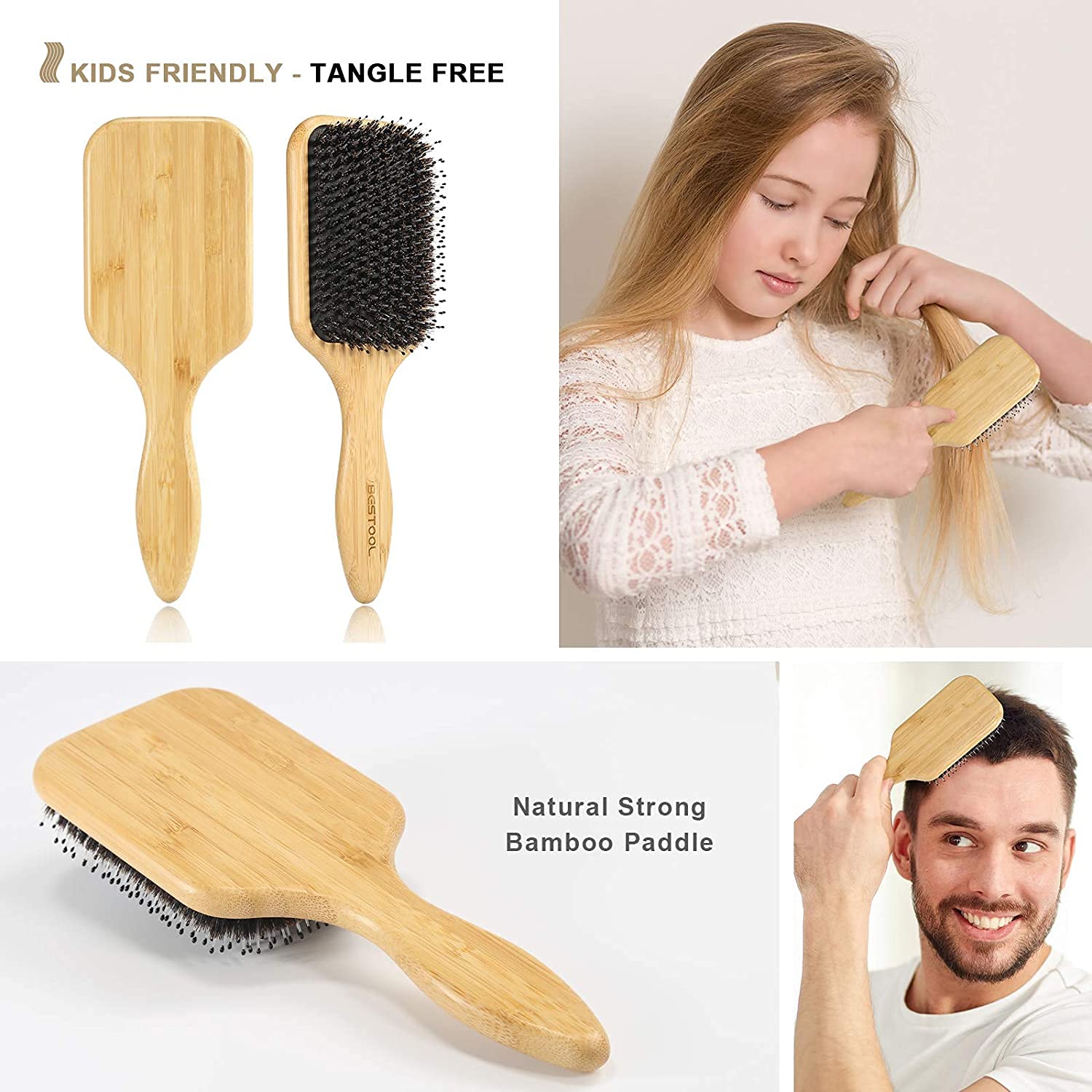 BESTOOL cerdas nylon suaves permiten desenredos sin tirar.