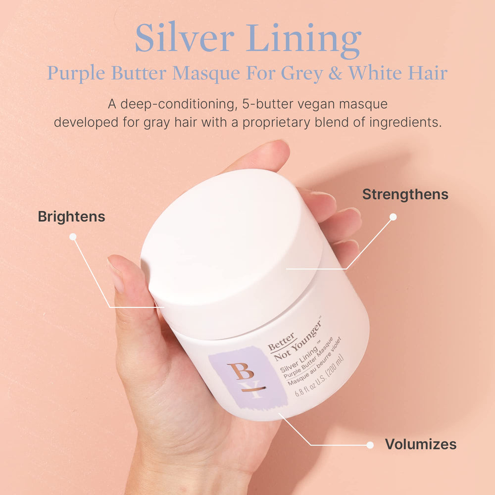 Better Not Younger Silver Lining: aplicación fácil de la mascarilla en ducha para cabello plateado.