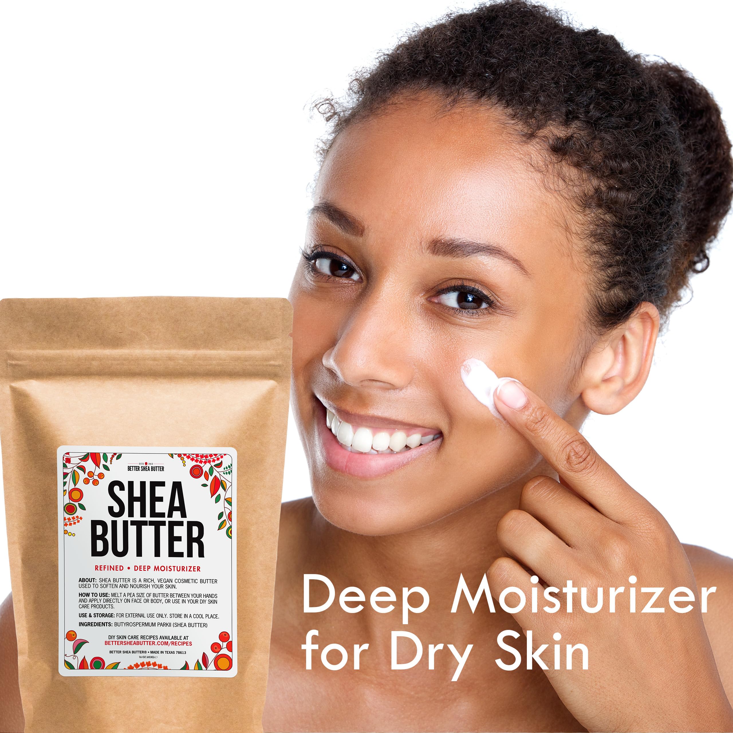 Better Shea Butter aplicación fácil, barra suave que se funde al contacto.