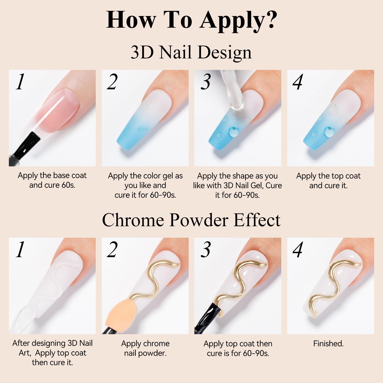 Bevimee Gel 3D usos multiples uñas: versatilidad para pintura, relieve y brillo.