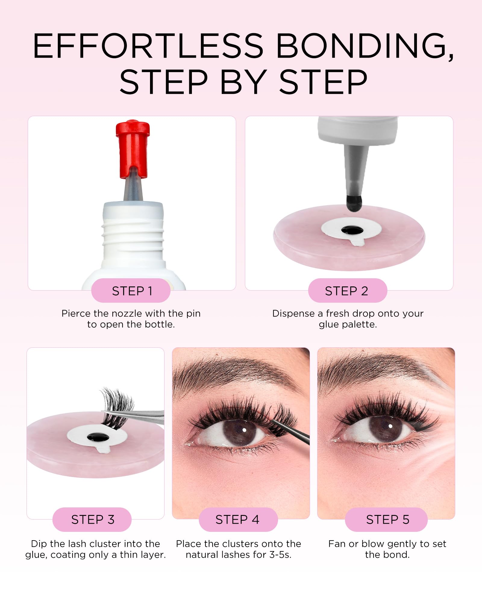 BEYELIAN lash glue for clusters suits open-eye DIY and salons.