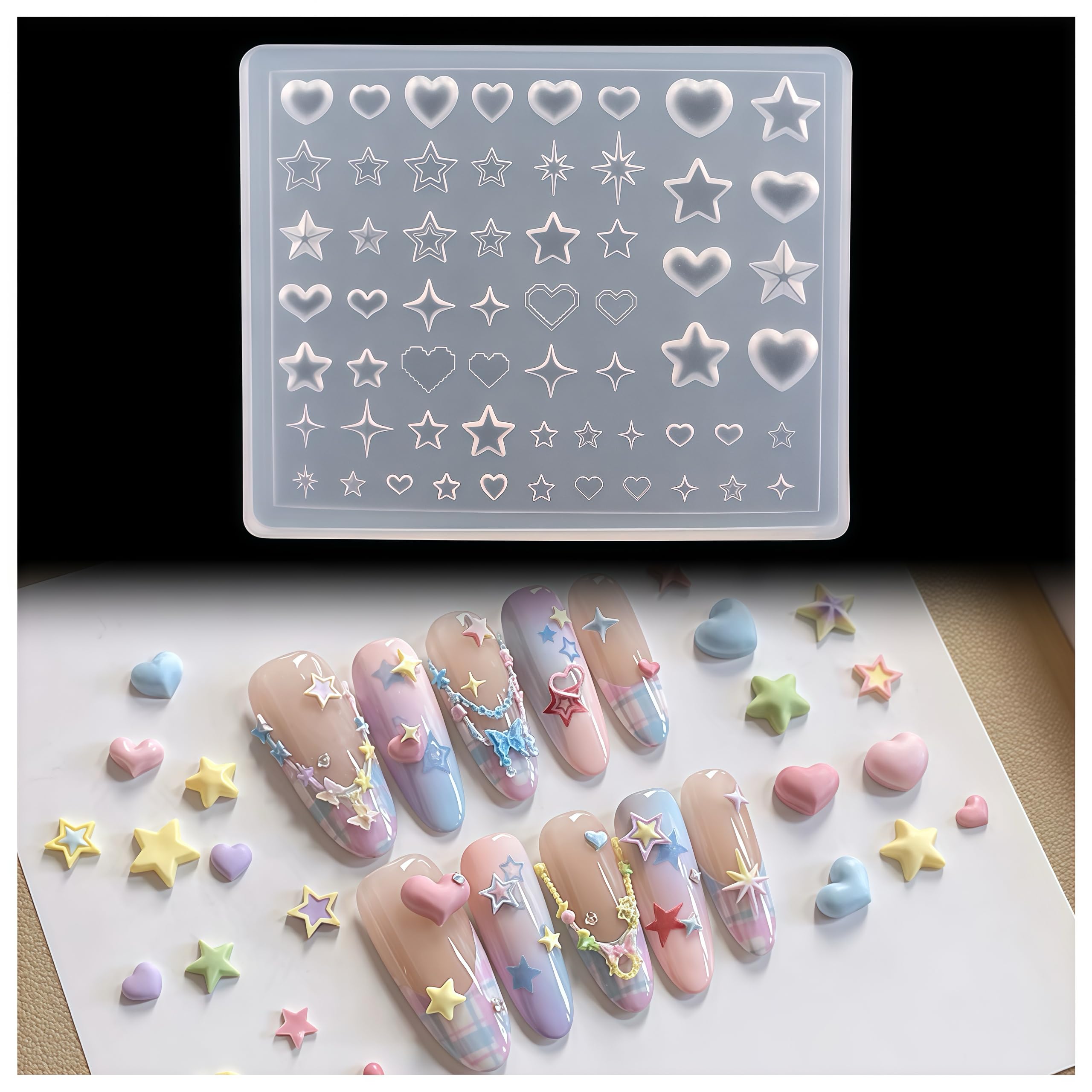 BHCCXZ moldes 3D para uñas con corazones, perfecto para añadir volumen y romanticismo
