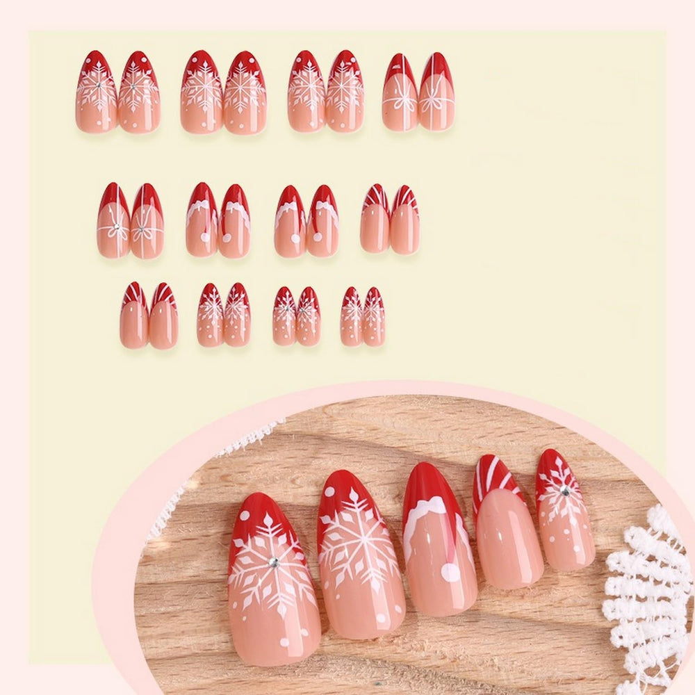 Uñas postizas BHOOKA con sombrero navideño para eventos.