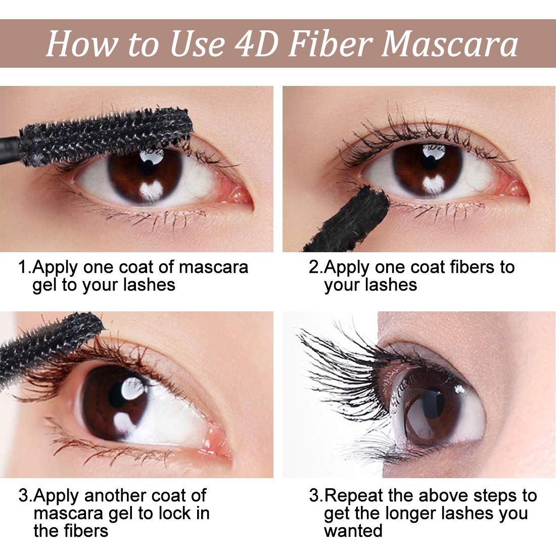 Bieyoc Mascara 4D Seda: prueba de resistencia al agua para mayor seguridad.