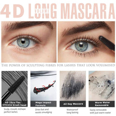 Bieyoc Mascara 4D Seda: fibras de seda en primer plano para volumen.