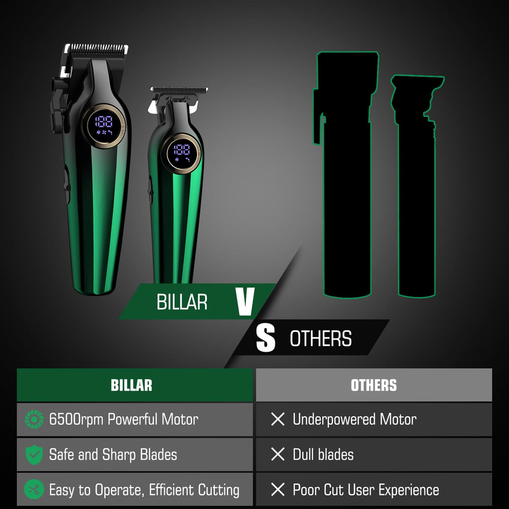 Billar Corta Pelo Profesional Verde: cuchilla en forma de T para delineados precisos.