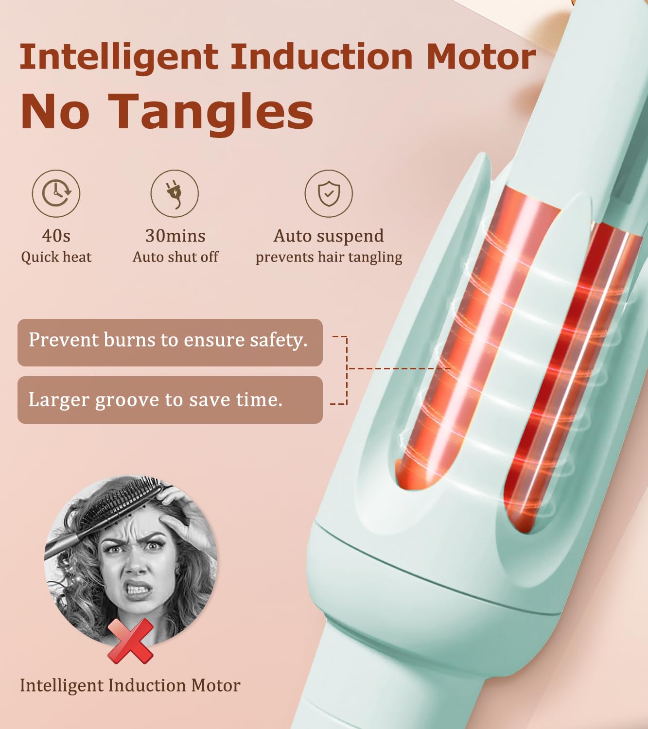 Bilitok tecnología antiescaldado y magnética para peinado seguro.