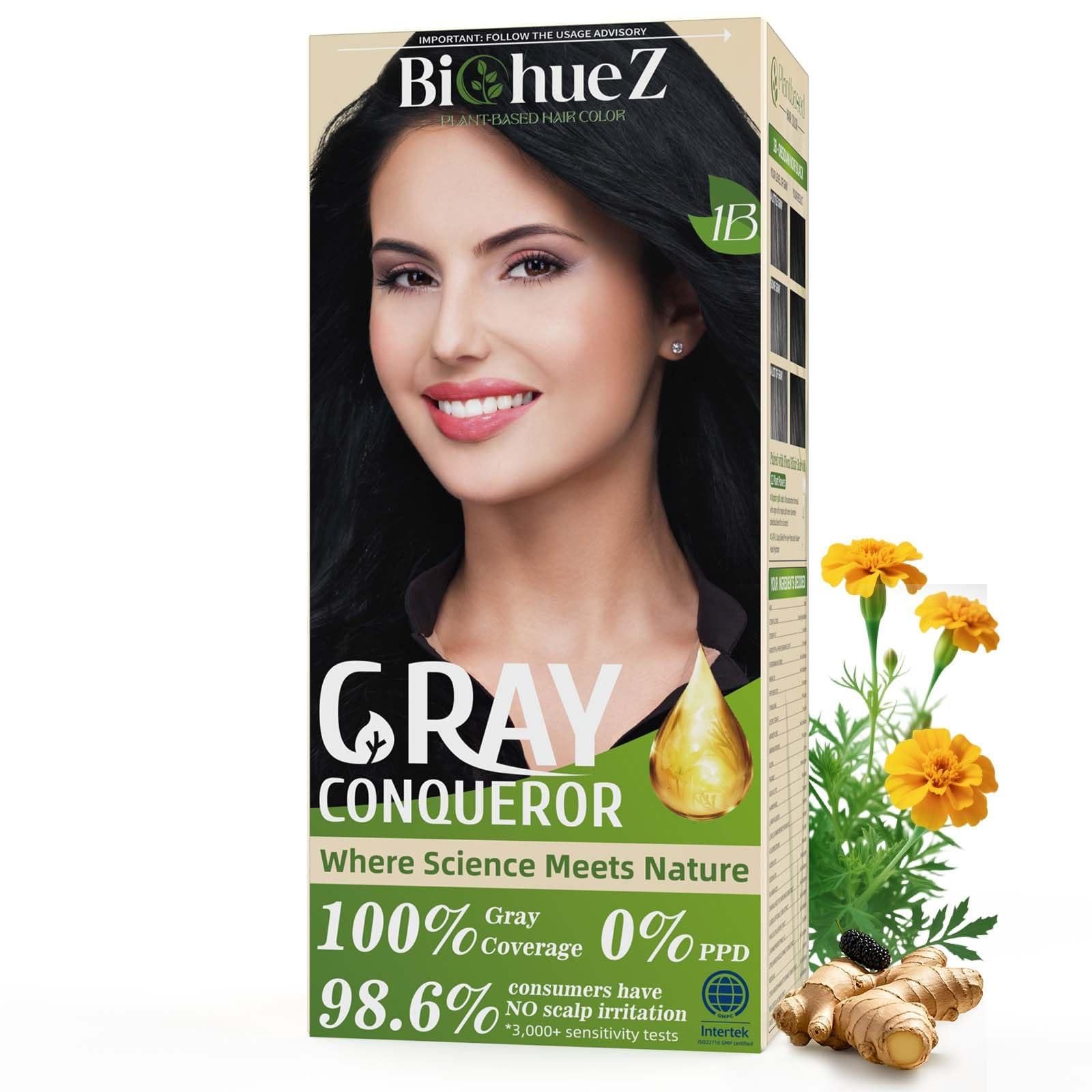 BioHueZ tinto permanente negro crema: cobertura total de canas.