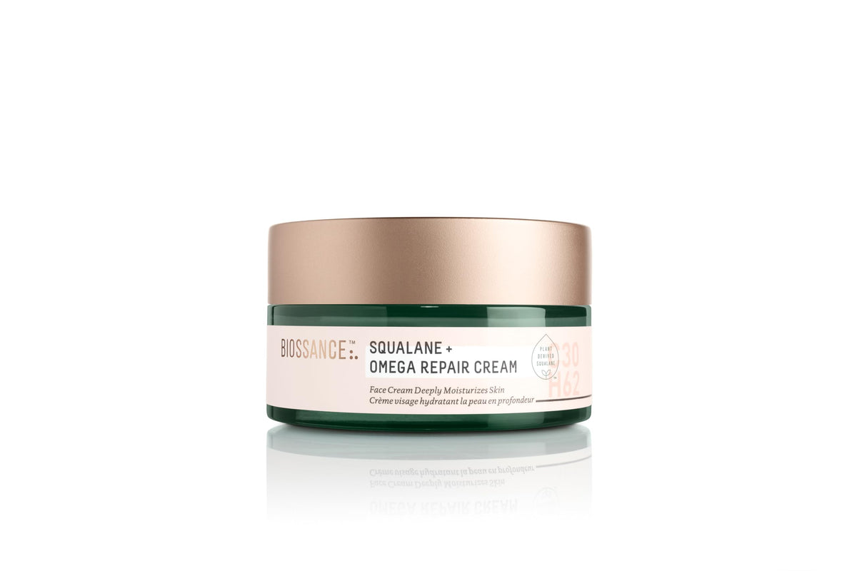 BIOSSANCE Esqualano y Omega Repair Crema, textura suave para hidratación profunda