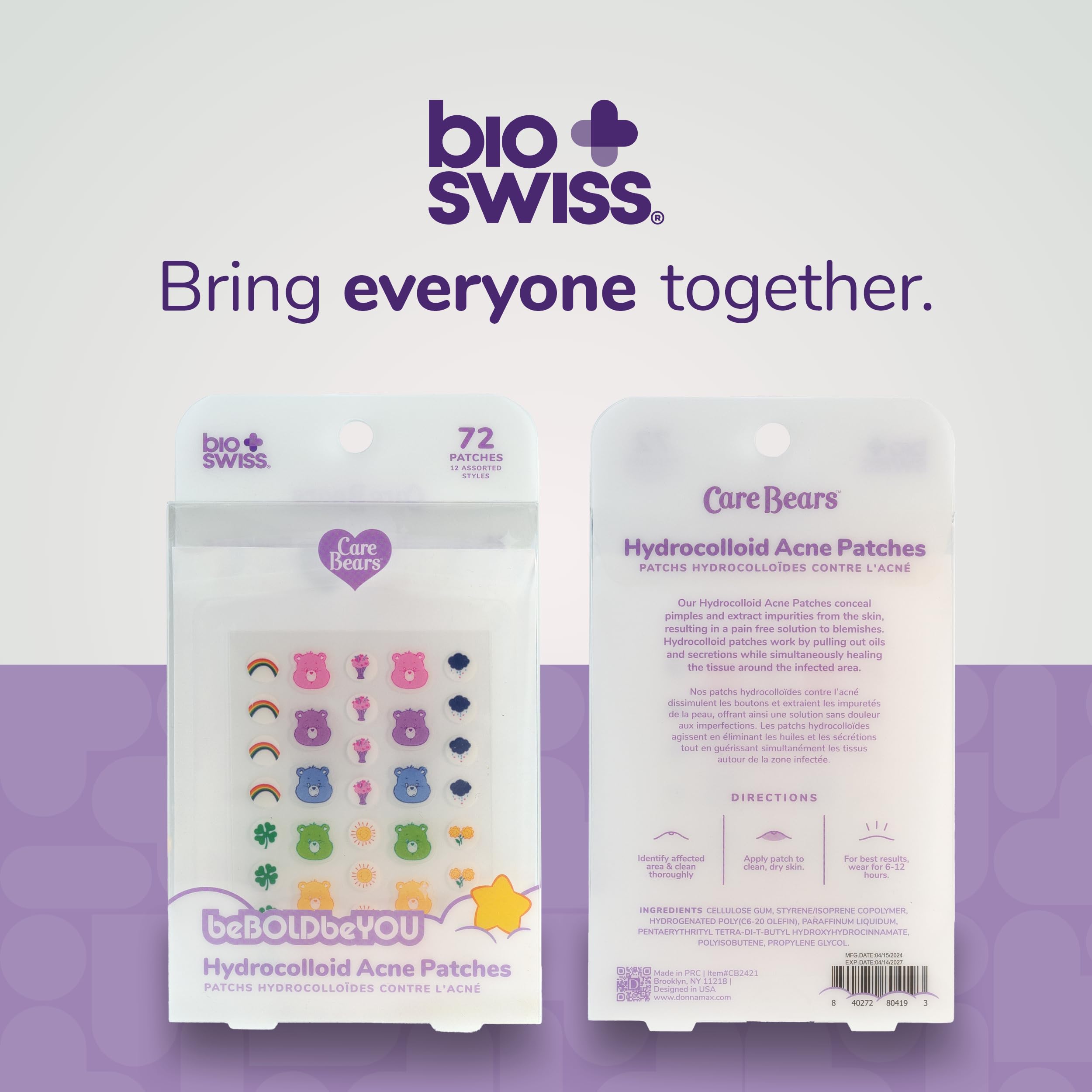 BioSwiss diseños Care Bears variados para la rutina facial diaria.