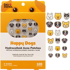 BioSwiss parche perro feliz para acné, estilo divertido que cubre imperfecciones.
