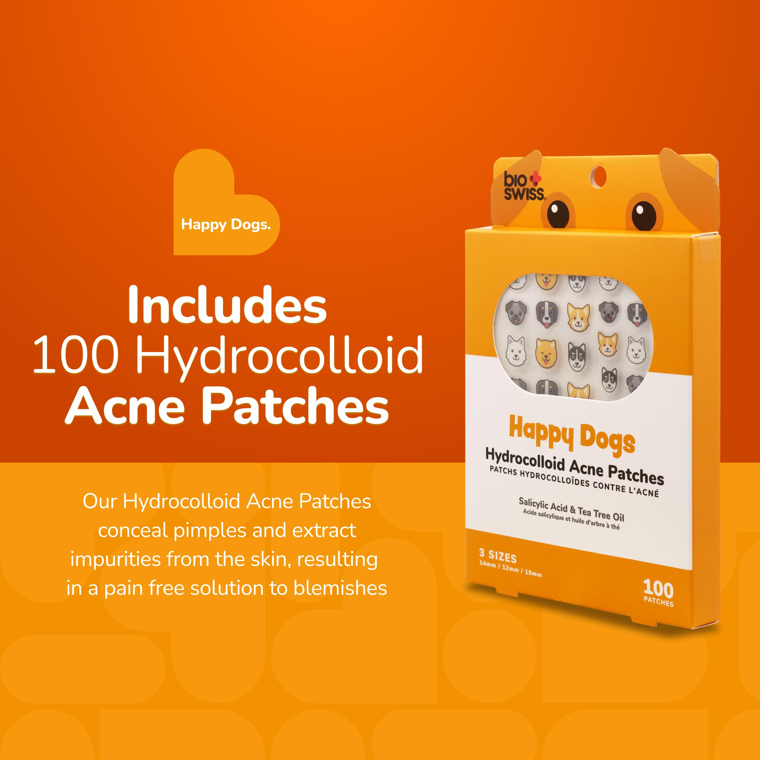 BioSwiss parche hidrocoloide perro feliz absorbe aceites para piel limpia.