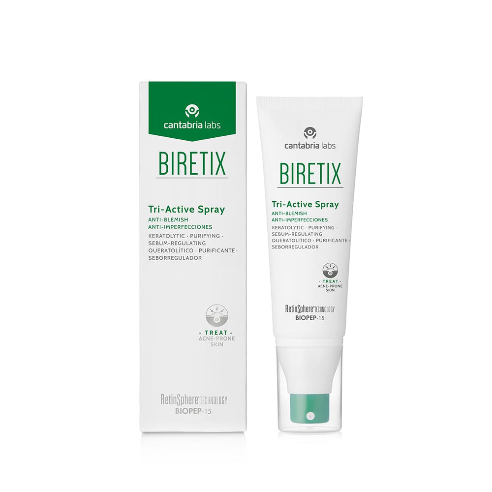 Biretix Tri-Active Spray : bouteille légère pour le contrôle de la brillance.