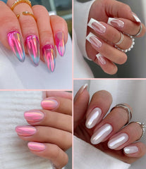 BISHENGYF polvo cromado rosa iridiscente para brillo suave en uñas