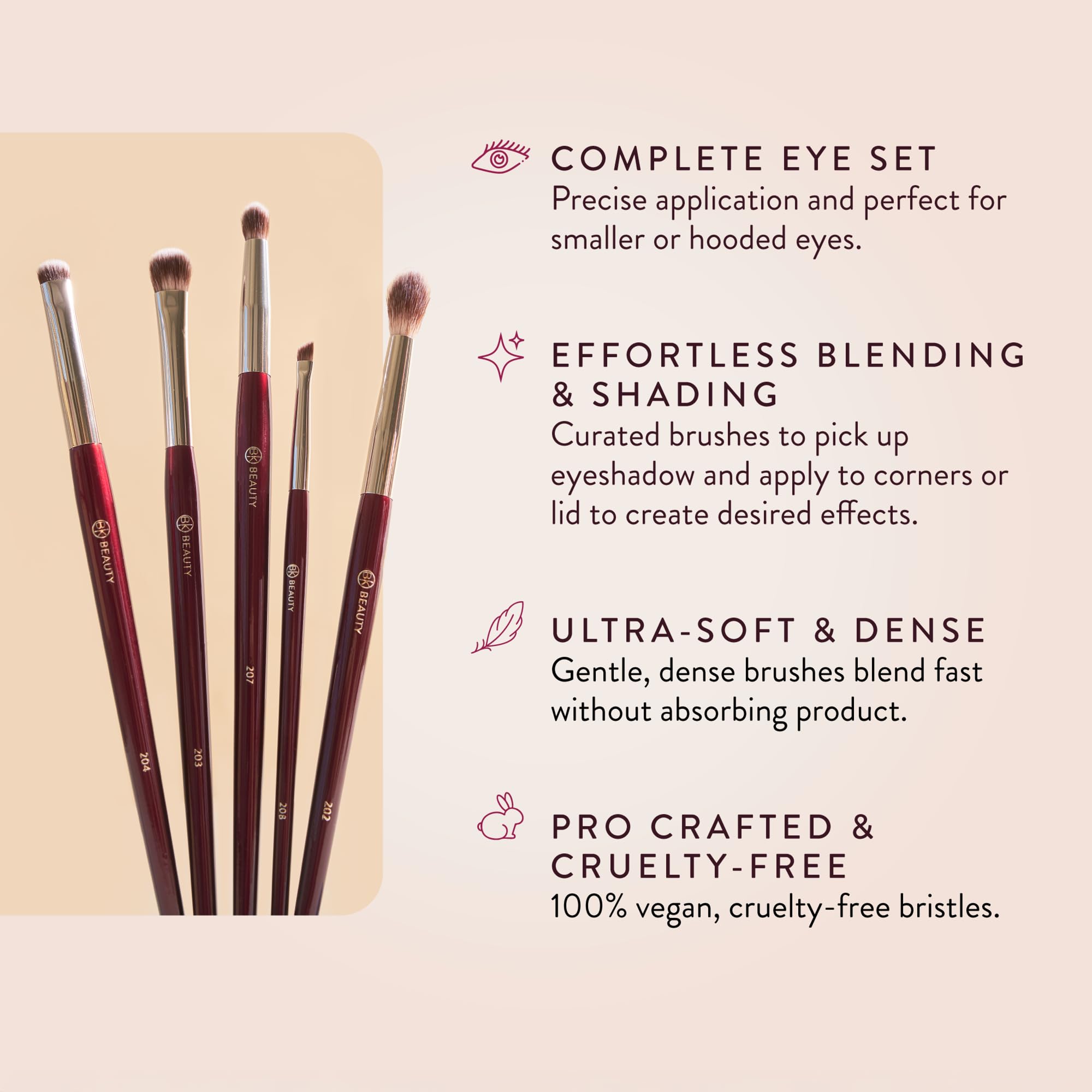 BK Beauty 203 Shader pincel para aplicar sombra con precisión.