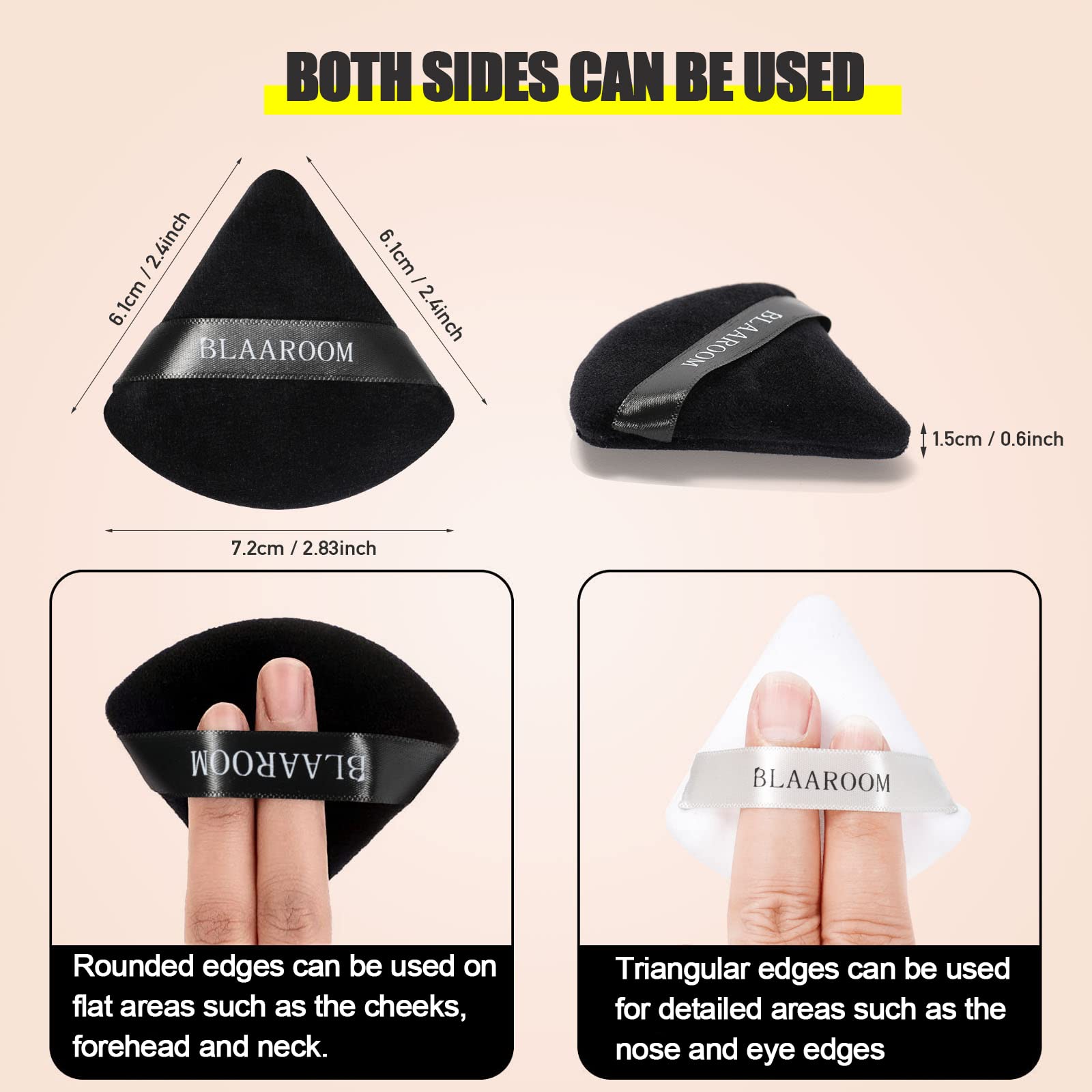 Puff triangular de BLAAROOM, lavable y reutilizable para maquillaje.