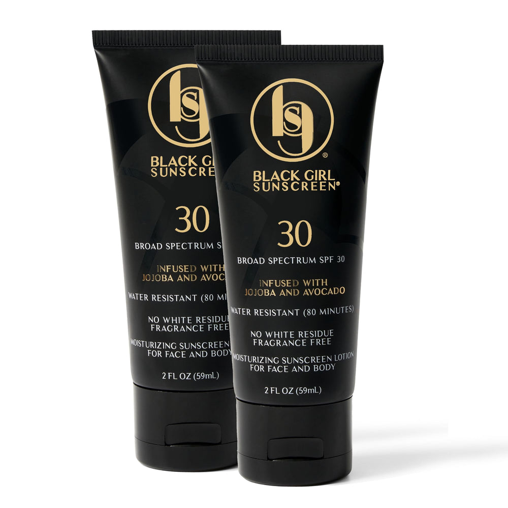Bouteille BLACK GIRL SUNSCREEN 2oz SPF30 pour visage et corps, protection légère.