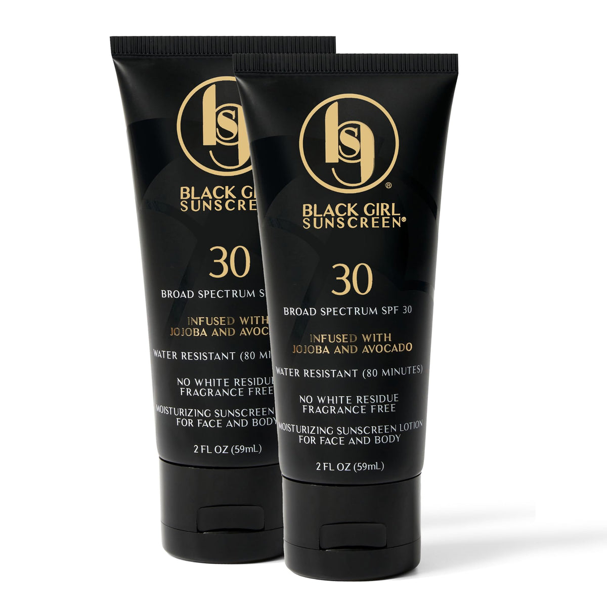 Bouteille BLACK GIRL SUNSCREEN 2oz SPF30 pour visage et corps, protection légère.