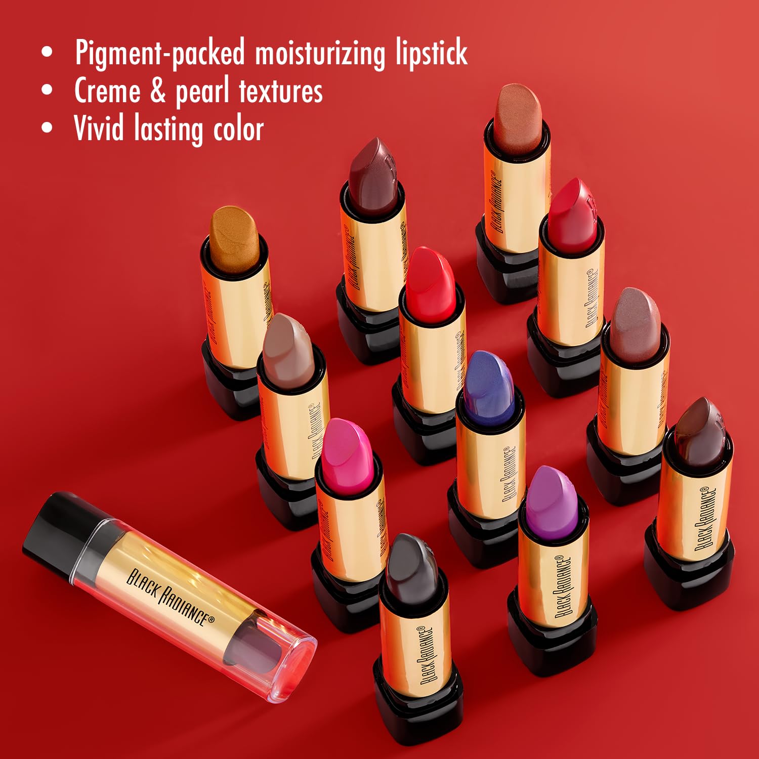 Labial de Black Radiance Eldorado Rojo se desliza para un acabado uniforme