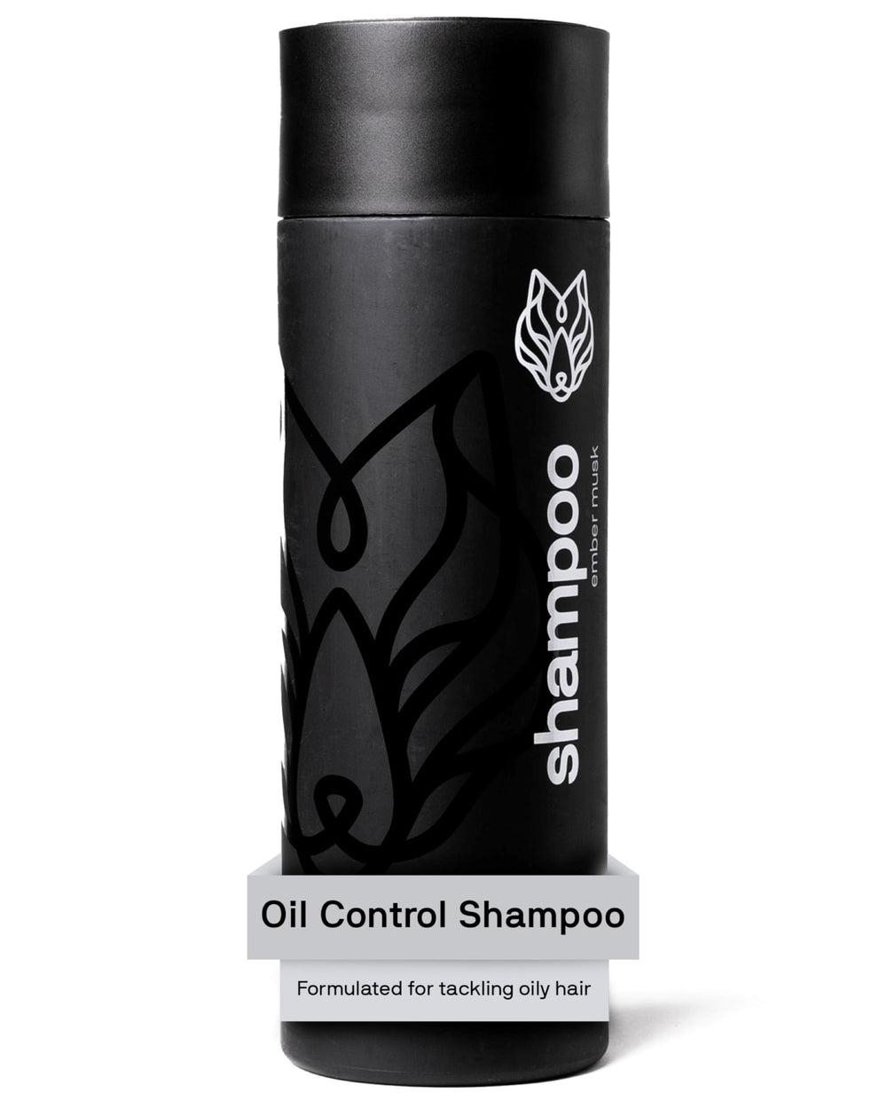 Black Wolf champú control grasa con carbón activado en botella para limpieza profunda.