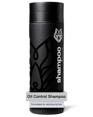 Black Wolf champú control grasa con carbón activado en botella para limpieza profunda.