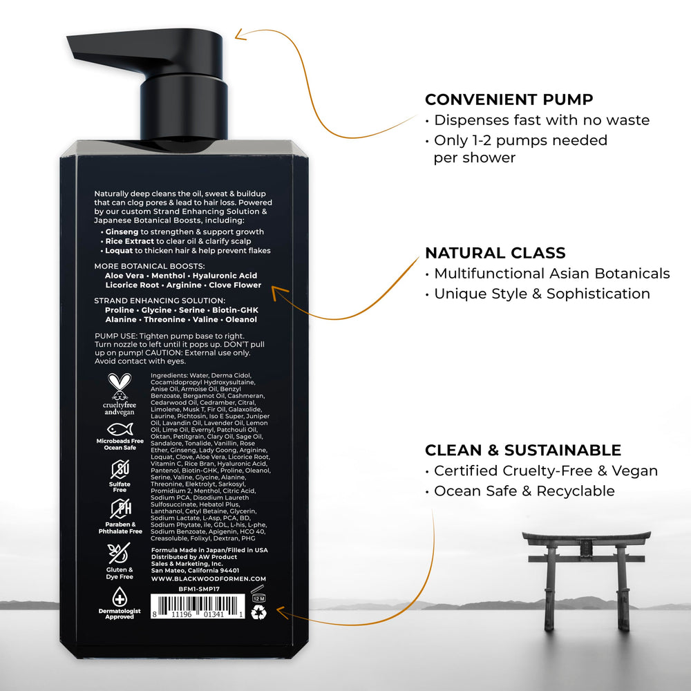 Blackwood For Men bottle pour shows rich lather for oil control.