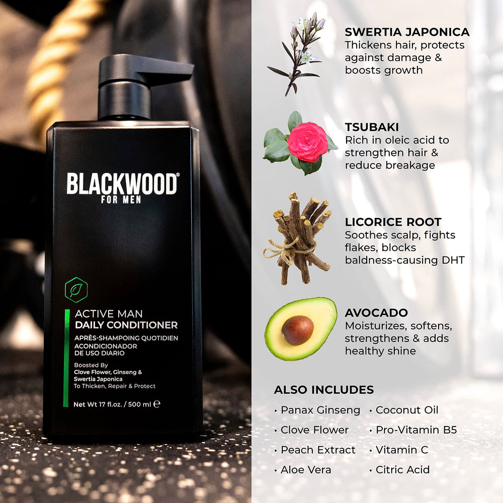 Blackwood For Men Acondicionador, control de caspa y cuero cabelludo cómodo.