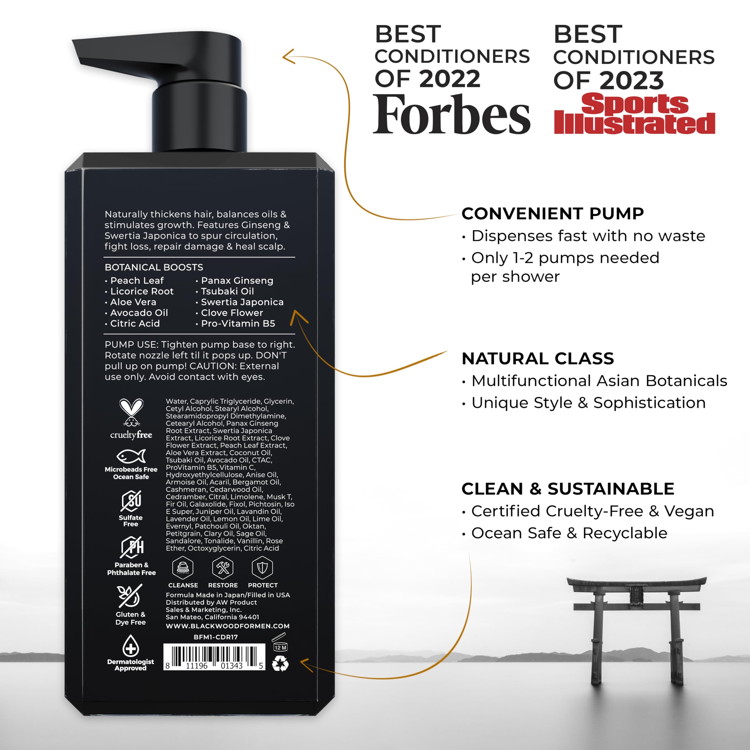 Blackwood For Men Acondicionador, nutrición profunda para brillo natural.