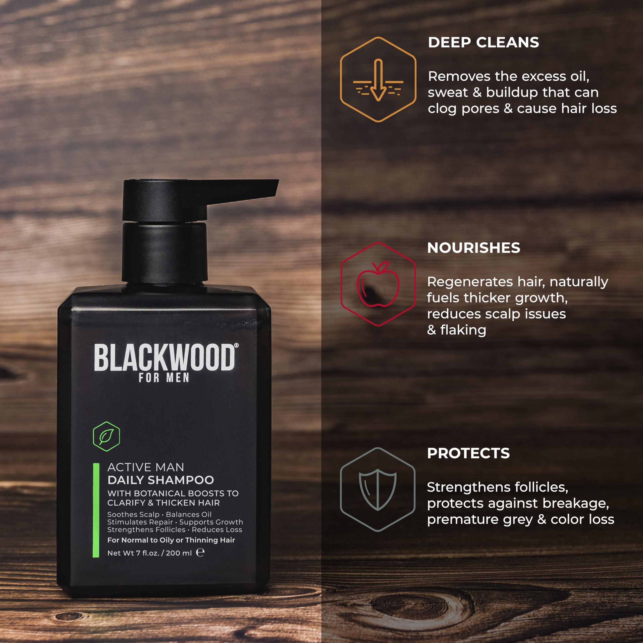 Blackwood For Men: sensación fresca gracias a aloe vera y mentol en la fórmula.