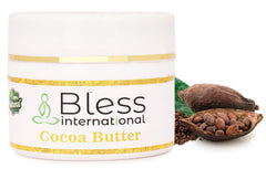 Bless International manteca de cacao cruda, aplicación suave para rostro.